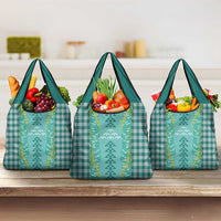 Teal Palaka Hawaii Iwa Bird Grocery Bag Hawaiian Kakau Jade Vine Lei LT14 3-pack One Size Teal - Polynesian Pride
