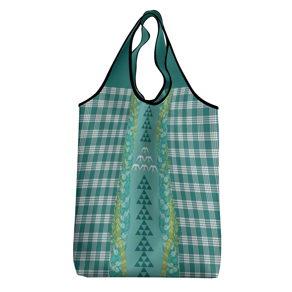 Teal Palaka Hawaii Iwa Bird Grocery Bag Hawaiian Kakau Jade Vine Lei LT14 - Polynesian Pride