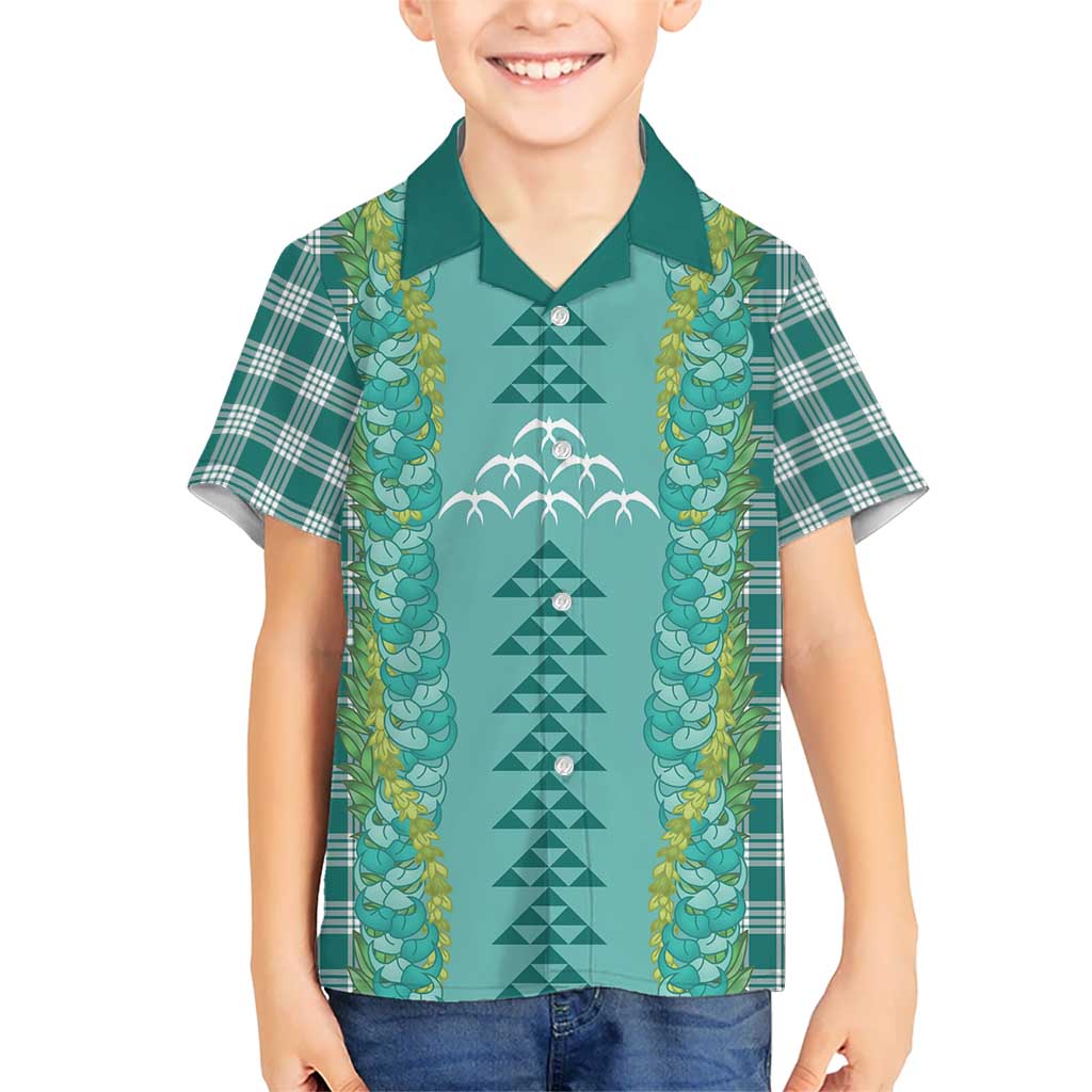 Teal Palaka Hawaii Iwa Bird Hawaiian Shirt Hawaiian Kakau Jade Vine Lei LT14 - Polynesian Pride