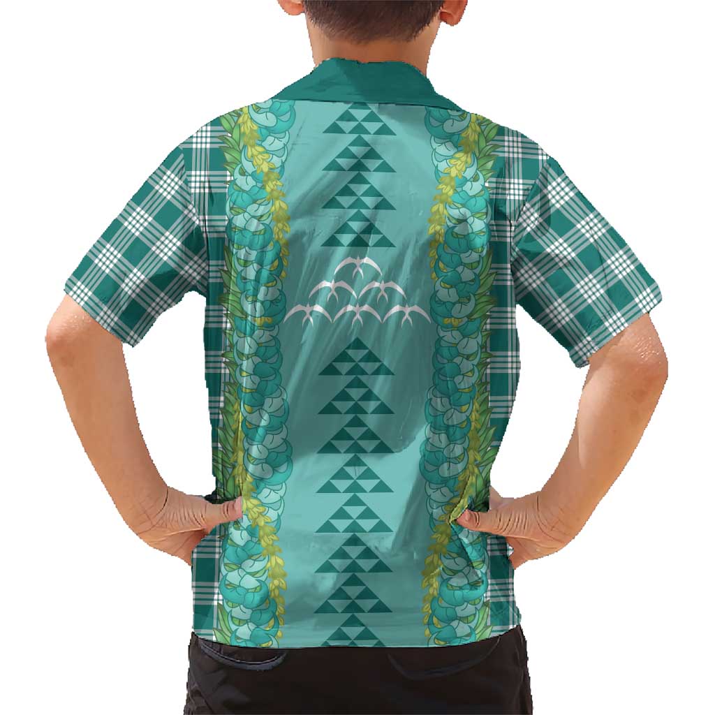 Teal Palaka Hawaii Iwa Bird Hawaiian Shirt Hawaiian Kakau Jade Vine Lei LT14 - Polynesian Pride