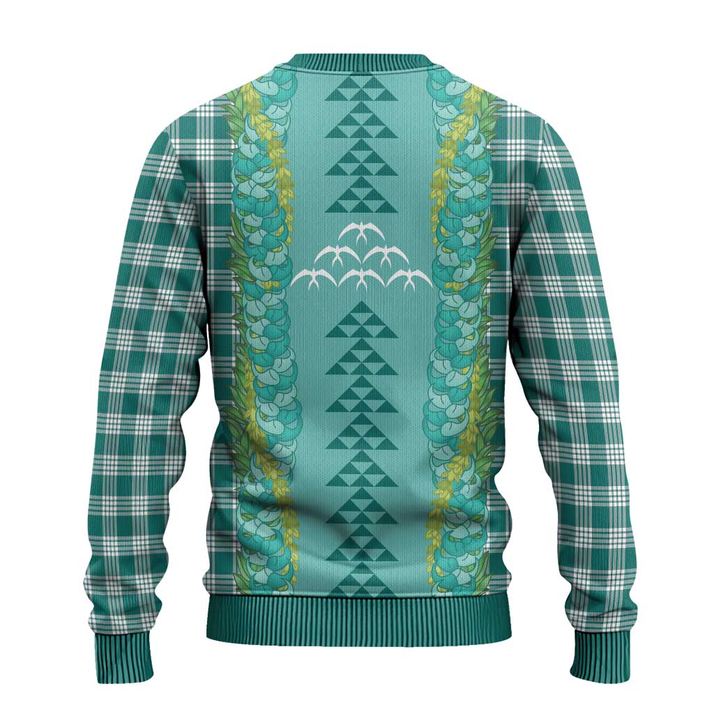 Teal Palaka Hawaii Iwa Bird Ugly Christmas Sweater Hawaiian Kakau Jade Vine Lei LT14 - Polynesian Pride