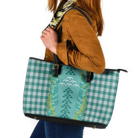 Teal Palaka Hawaii Iwa Bird Leather Tote Bag Hawaiian Kakau Jade Vine Lei LT14 Teal - Polynesian Pride