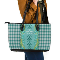 Teal Palaka Hawaii Iwa Bird Leather Tote Bag Hawaiian Kakau Jade Vine Lei LT14 - Polynesian Pride