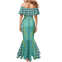 Teal Palaka Hawaii Iwa Bird Mermaid Dress Hawaiian Kakau Jade Vine Lei LT14 - Polynesian Pride