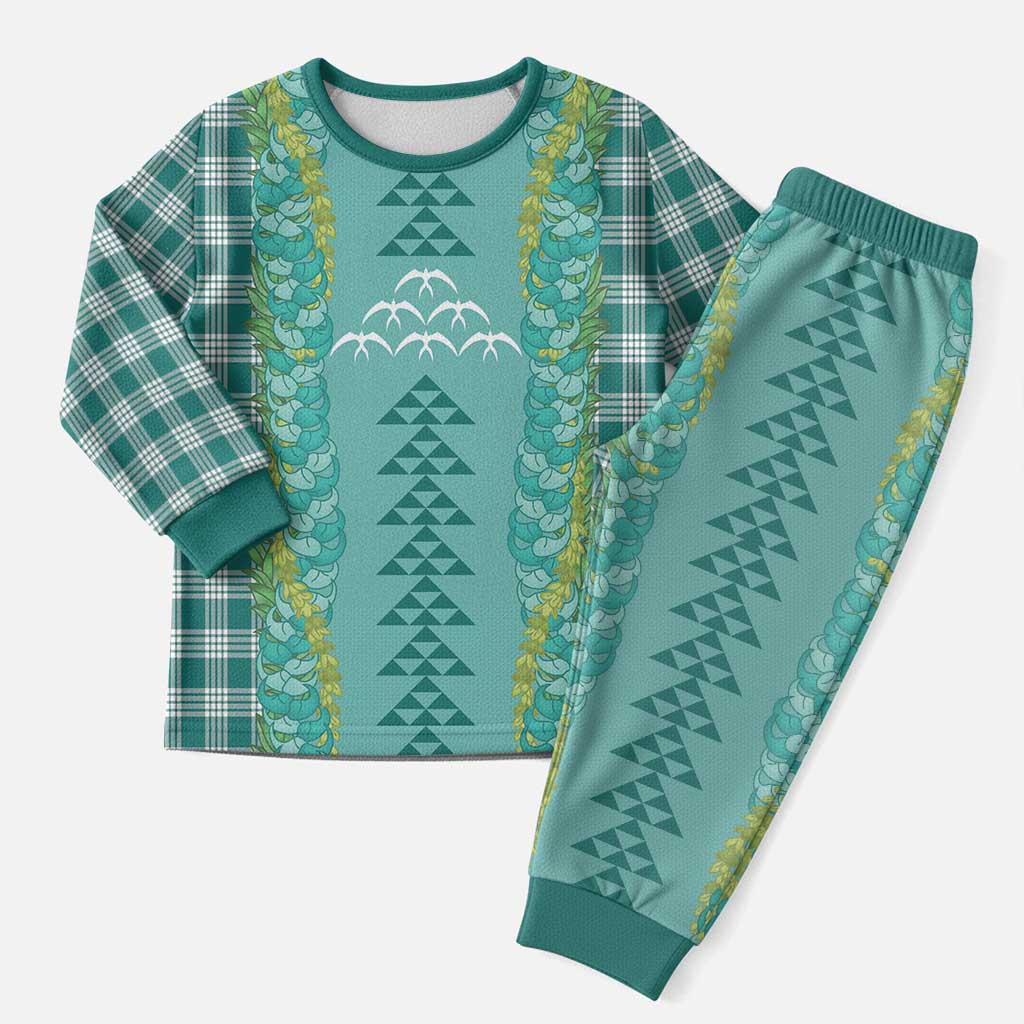 Teal Palaka Hawaii Iwa Bird Christmas Pajama Set Hawaiian Kakau Jade Vine Lei LT14 Men Teal - Polynesian Pride