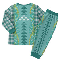 Teal Palaka Hawaii Iwa Bird Christmas Pajama Set Hawaiian Kakau Jade Vine Lei LT14 - Polynesian Pride