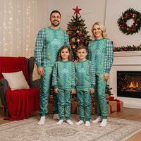 Teal Palaka Hawaii Iwa Bird Christmas Pajama Set Hawaiian Kakau Jade Vine Lei LT14 - Polynesian Pride