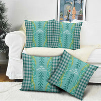Teal Palaka Hawaii Iwa Bird Pillow Cover Hawaiian Kakau Jade Vine Lei - Polynesian Pride