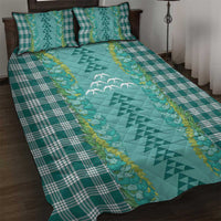 Teal Palaka Hawaii Iwa Bird Quilt Bed Set Hawaiian Kakau Jade Vine Lei LT14 Teal - Polynesian Pride