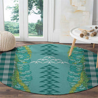 Teal Palaka Hawaii Iwa Bird Round Carpet Hawaiian Kakau Jade Vine Lei LT14 - Polynesian Pride