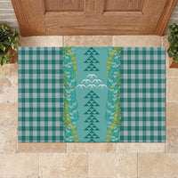 Teal Palaka Hawaii Iwa Bird Rubber Doormat Hawaiian Kakau Jade Vine Lei LT14 Teal - Polynesian Pride