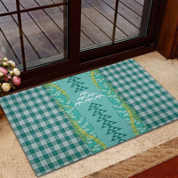 Teal Palaka Hawaii Iwa Bird Rubber Doormat Hawaiian Kakau Jade Vine Lei LT14 - Polynesian Pride