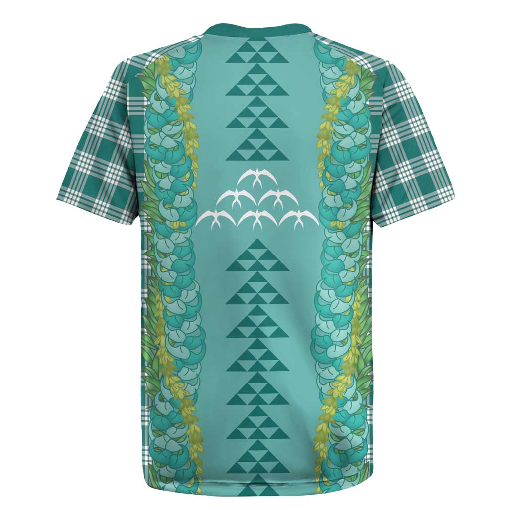 Teal Palaka Hawaii Iwa Bird Rugby Jersey Hawaiian Kakau Jade Vine Lei LT14 - Polynesian Pride