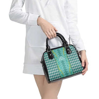 Teal Palaka Hawaii Iwa Bird Shoulder Handbag Hawaiian Kakau Jade Vine Lei - Polynesian Pride