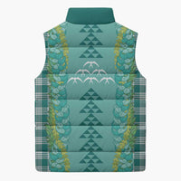 Teal Palaka Hawaii Iwa Bird Sleeveless Puffer Jacket Hawaiian Kakau Jade Vine Lei LT14 - Polynesian Pride