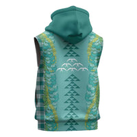 Teal Palaka Hawaii Iwa Bird Sleeveless Zip Hoodie Hawaiian Kakau Jade Vine Lei LT14 - Polynesian Pride