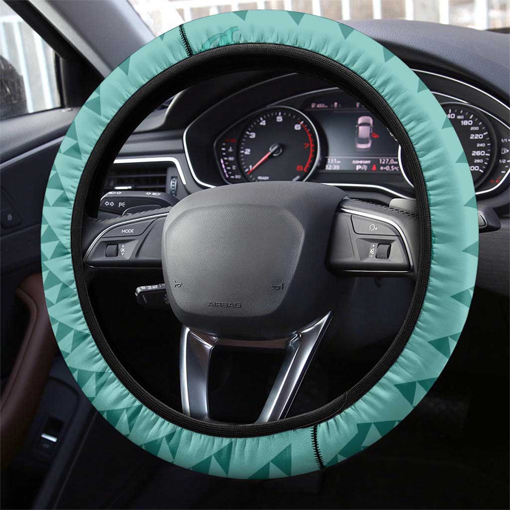 Teal Palaka Hawaii Iwa Bird Steering Wheel Cover Hawaiian Kakau Jade Vine Lei LT14 - Polynesian Pride