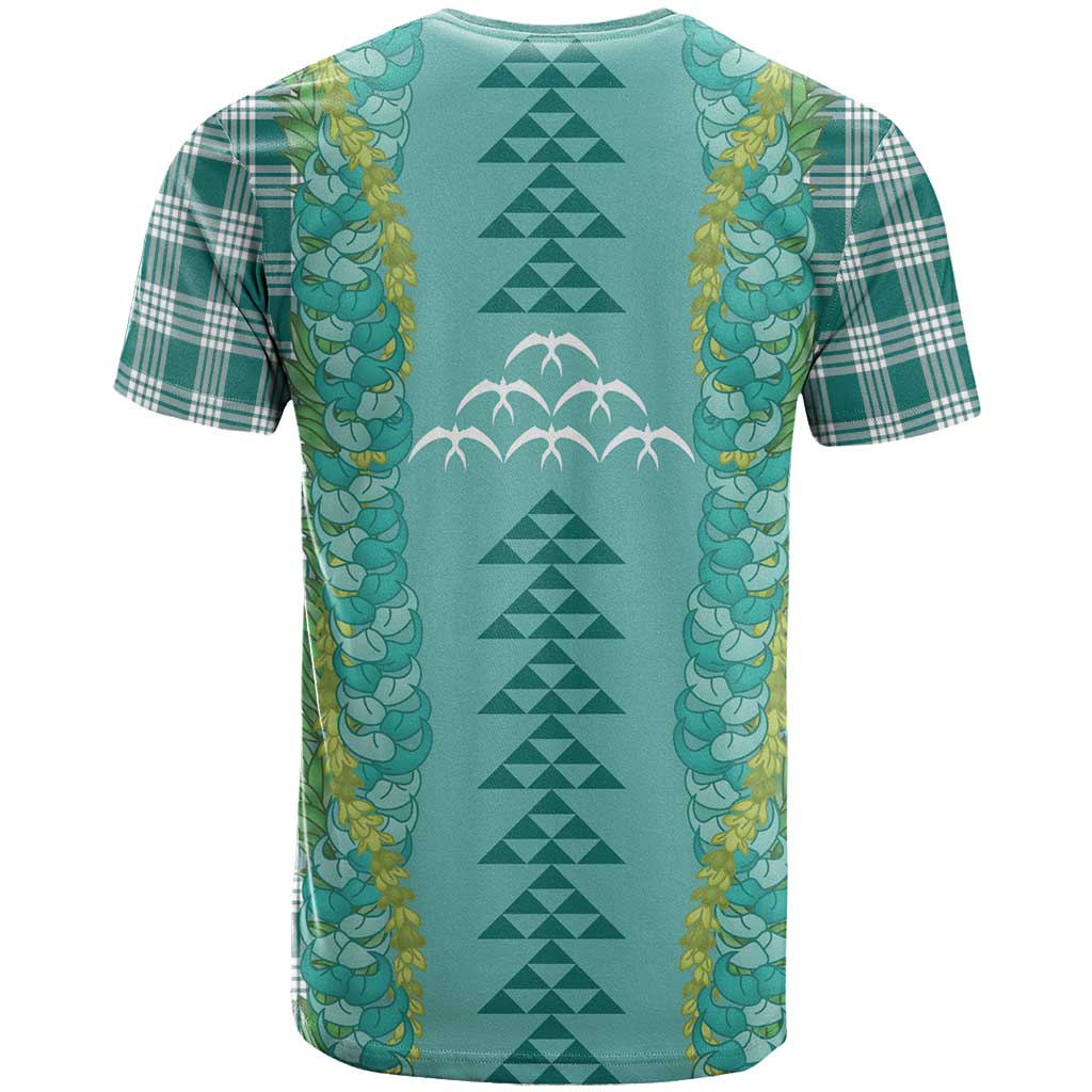 Teal Palaka Hawaii Iwa Bird T Shirt Hawaiian Kakau Jade Vine Lei LT14 - Polynesian Pride