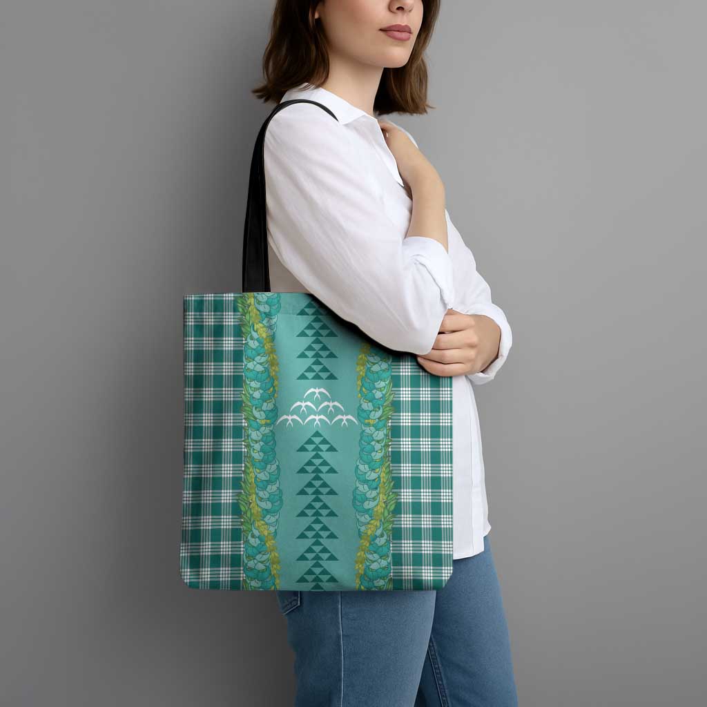 Teal Palaka Hawaii Iwa Bird Tote Bag Hawaiian Kakau Jade Vine Lei LT14 - Polynesian Pride