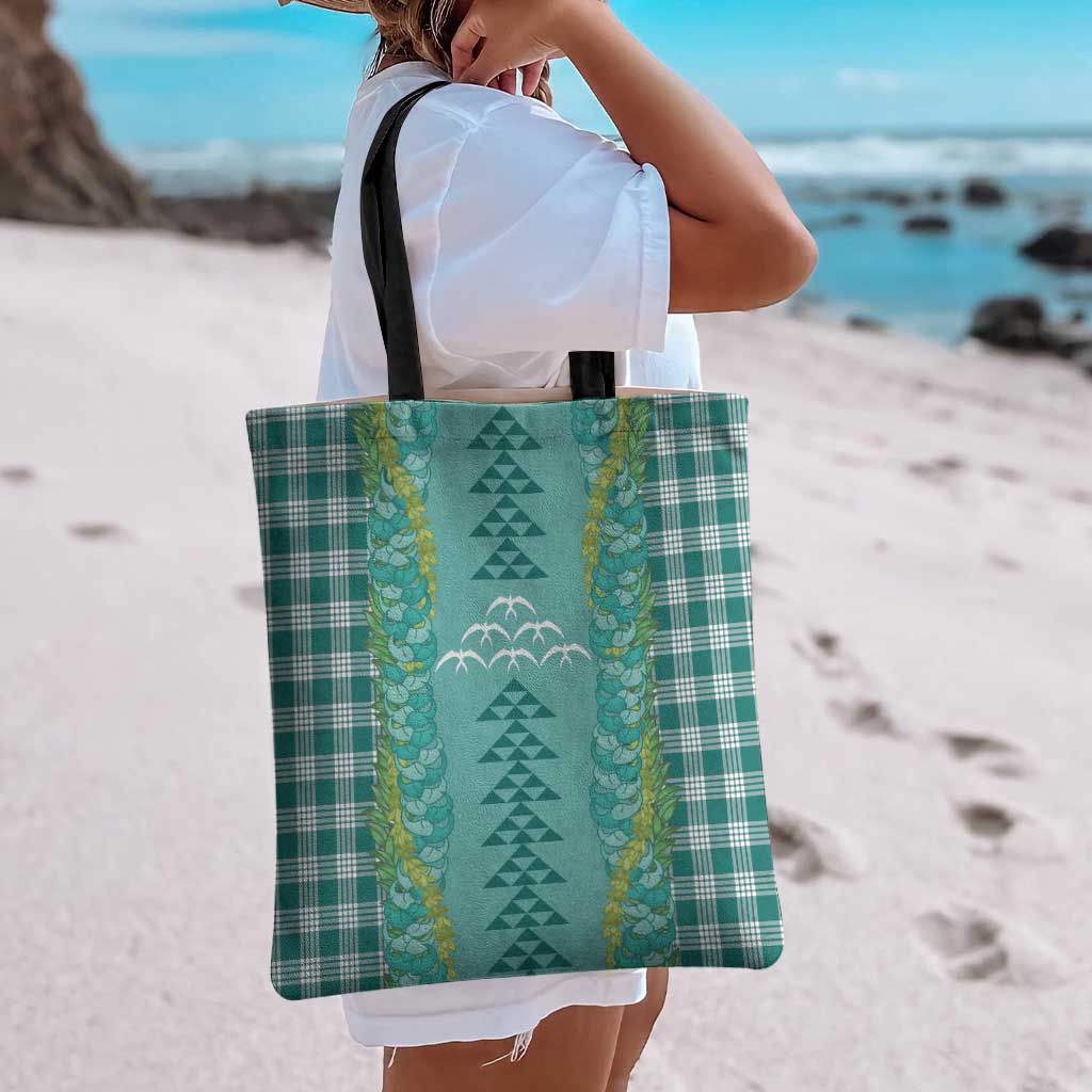 Teal Palaka Hawaii Iwa Bird Tote Bag Hawaiian Kakau Jade Vine Lei LT14 - Polynesian Pride