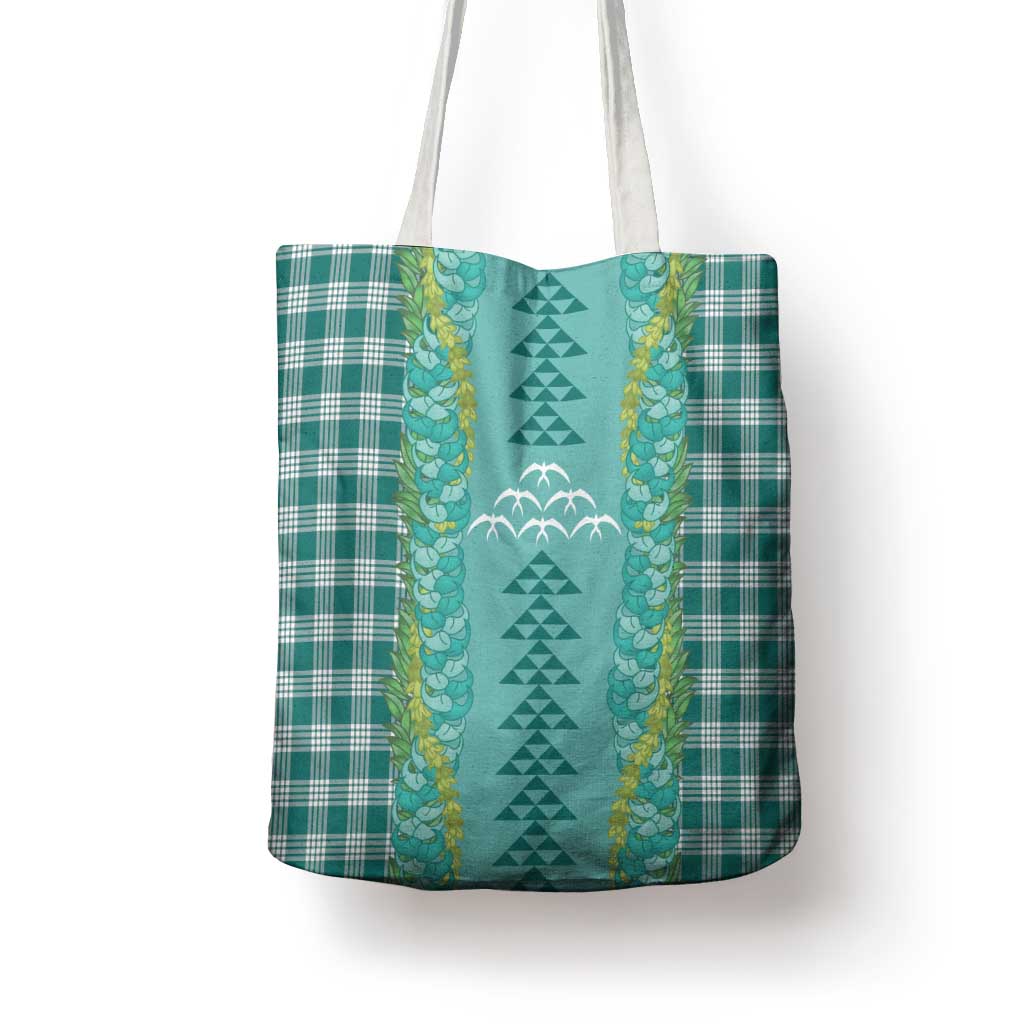 Teal Palaka Hawaii Iwa Bird Tote Bag Hawaiian Kakau Jade Vine Lei LT14 - Polynesian Pride