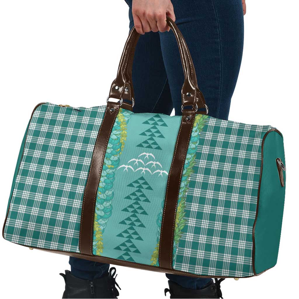 Teal Palaka Hawaii Iwa Bird Travel Bag Hawaiian Kakau Jade Vine Lei LT14 - Polynesian Pride