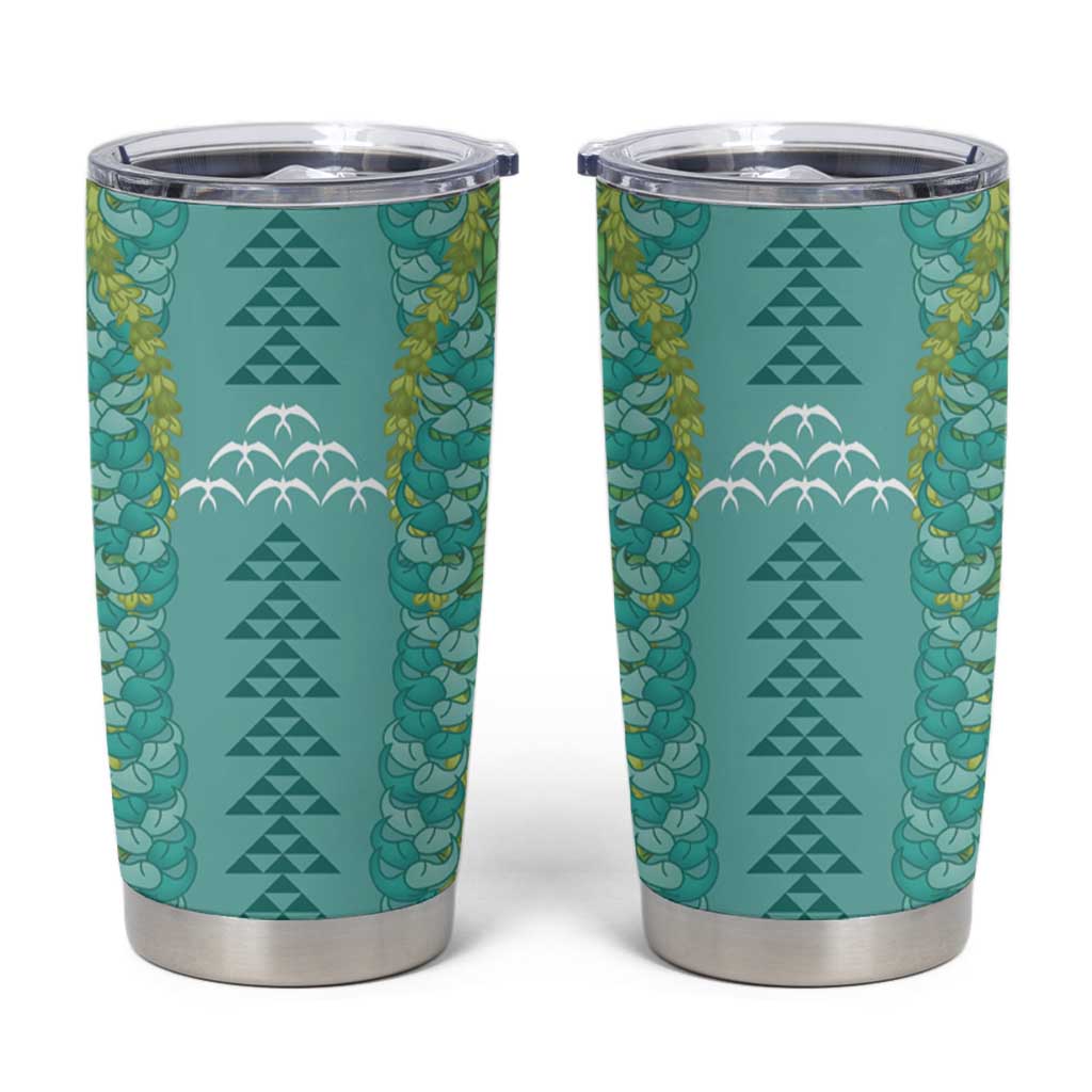 Teal Palaka Hawaii Iwa Bird Tumbler Cup Hawaiian Kakau Jade Vine Lei LT14 Teal - Polynesian Pride