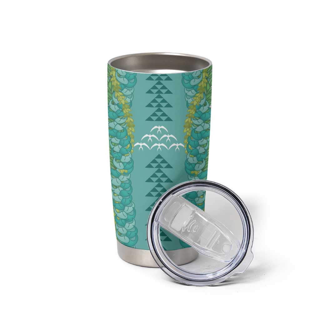 Teal Palaka Hawaii Iwa Bird Tumbler Cup Hawaiian Kakau Jade Vine Lei LT14 - Polynesian Pride