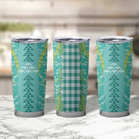 Teal Palaka Hawaii Iwa Bird Tumbler Cup Hawaiian Kakau Jade Vine Lei LT14 - Polynesian Pride