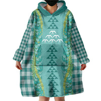 Teal Palaka Hawaii Iwa Bird Wearable Blanket Hoodie Hawaiian Kakau Jade Vine Lei LT14 - Polynesian Pride