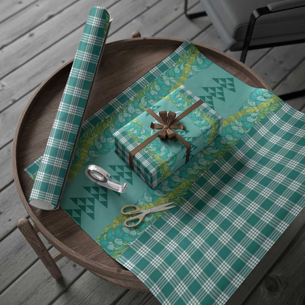 Teal Palaka Hawaii Iwa Bird Wrapping Paper Hawaiian Kakau Jade Vine Lei LT14 - Polynesian Pride