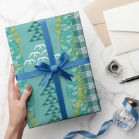 Teal Palaka Hawaii Iwa Bird Wrapping Paper Hawaiian Kakau Jade Vine Lei LT14 - Polynesian Pride