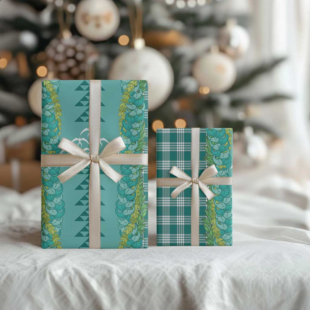 Teal Palaka Hawaii Iwa Bird Wrapping Paper Hawaiian Kakau Jade Vine Lei LT14 - Polynesian Pride