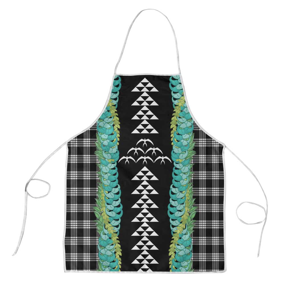 Black Palaka Hawaii Iwa Bird Apron Hawaiian Kakau Jade Vine Lei LT14 Black - Polynesian Pride