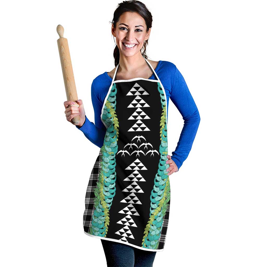Black Palaka Hawaii Iwa Bird Apron Hawaiian Kakau Jade Vine Lei LT14 - Polynesian Pride