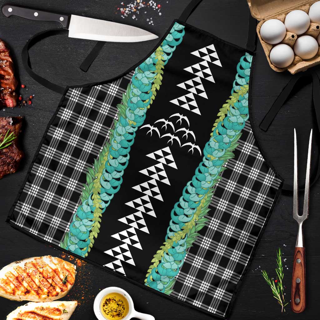 Black Palaka Hawaii Iwa Bird Apron Hawaiian Kakau Jade Vine Lei LT14 Black - Polynesian Pride