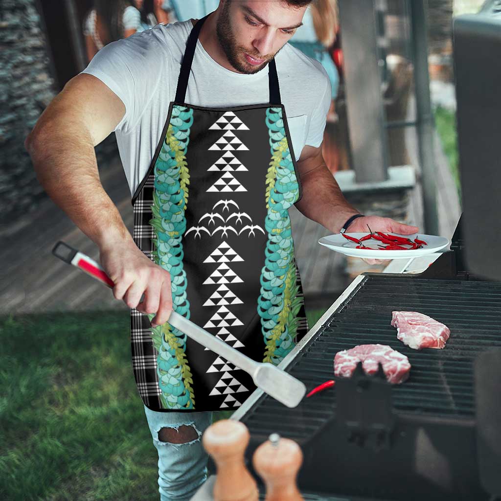 Black Palaka Hawaii Iwa Bird Apron Hawaiian Kakau Jade Vine Lei LT14 - Polynesian Pride