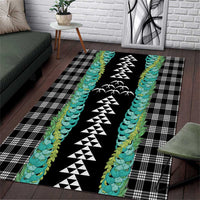 Black Palaka Hawaii Iwa Bird Area Rug Hawaiian Kakau Jade Vine Lei LT14 Black - Polynesian Pride