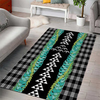 Black Palaka Hawaii Iwa Bird Area Rug Hawaiian Kakau Jade Vine Lei LT14 - Polynesian Pride