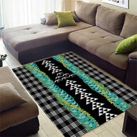 Black Palaka Hawaii Iwa Bird Area Rug Hawaiian Kakau Jade Vine Lei LT14 - Polynesian Pride