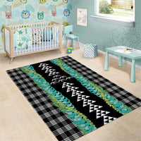 Black Palaka Hawaii Iwa Bird Area Rug Hawaiian Kakau Jade Vine Lei LT14 - Polynesian Pride