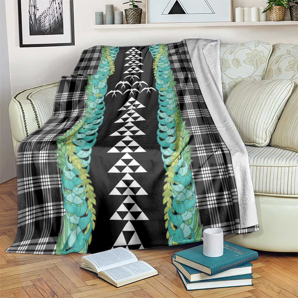 Black Palaka Hawaii Iwa Bird Blanket Hawaiian Kakau Jade Vine Lei LT14 Black - Polynesian Pride