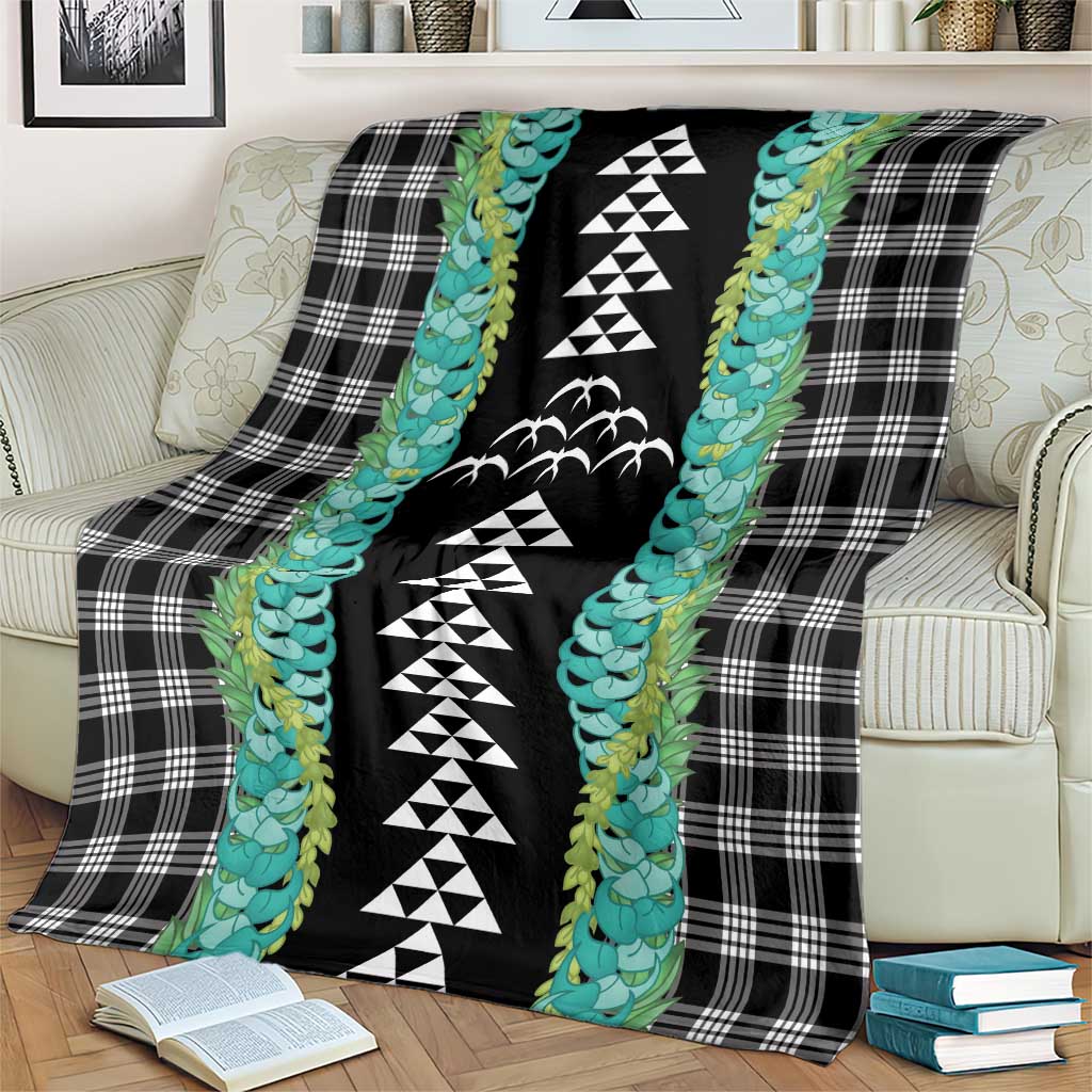 Black Palaka Hawaii Iwa Bird Blanket Hawaiian Kakau Jade Vine Lei LT14 - Polynesian Pride