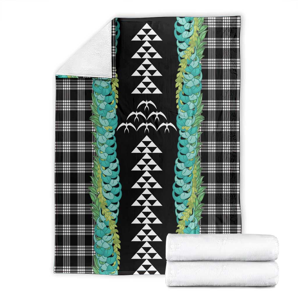 Black Palaka Hawaii Iwa Bird Blanket Hawaiian Kakau Jade Vine Lei LT14 - Polynesian Pride