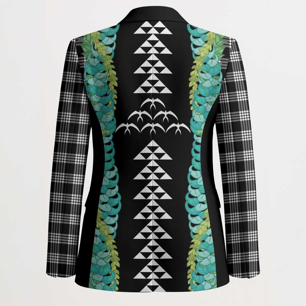 Black Palaka Hawaii Iwa Bird Blazer Hawaiian Kakau Jade Vine Lei - Polynesian Pride
