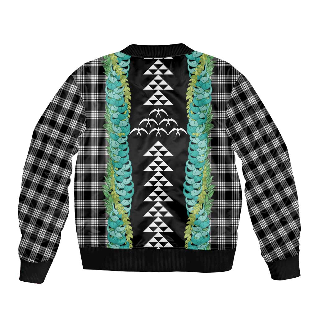 Black Palaka Hawaii Iwa Bird Bomber Jacket Hawaiian Kakau Jade Vine Lei LT14 - Polynesian Pride