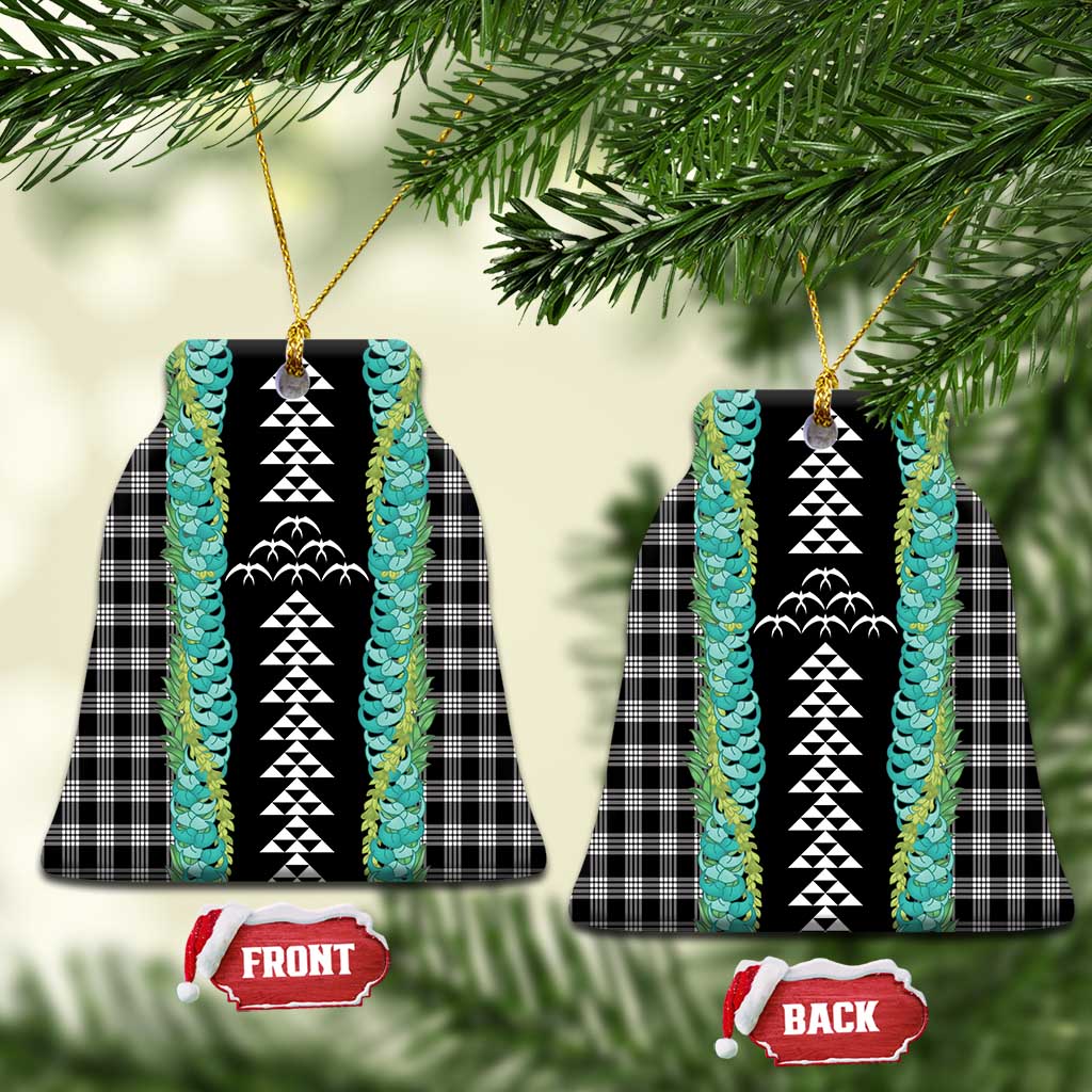 Black Palaka Hawaii Iwa Bird Ceramic Ornament Hawaiian Kakau Jade Vine Lei LT14 Bell Flake Black - Polynesian Pride