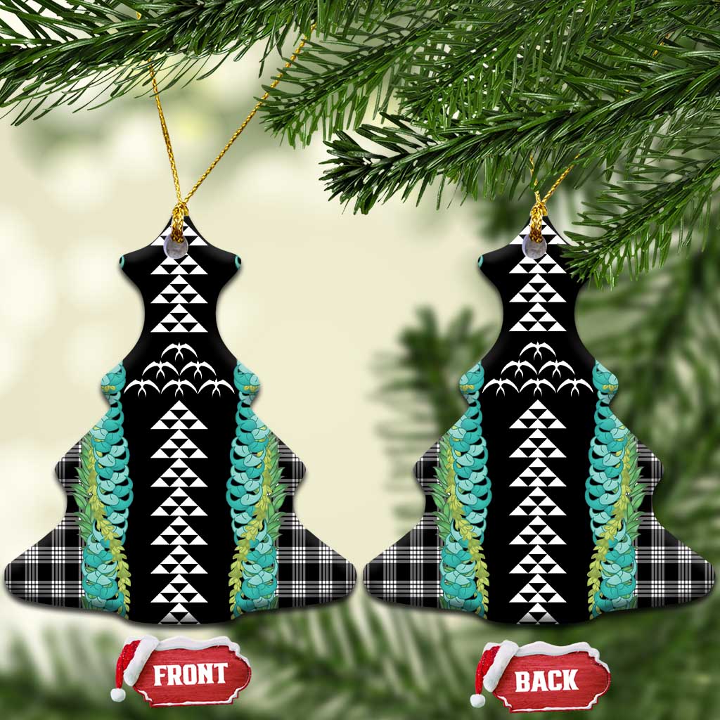 Black Palaka Hawaii Iwa Bird Ceramic Ornament Hawaiian Kakau Jade Vine Lei LT14 Christmas Tree Black - Polynesian Pride