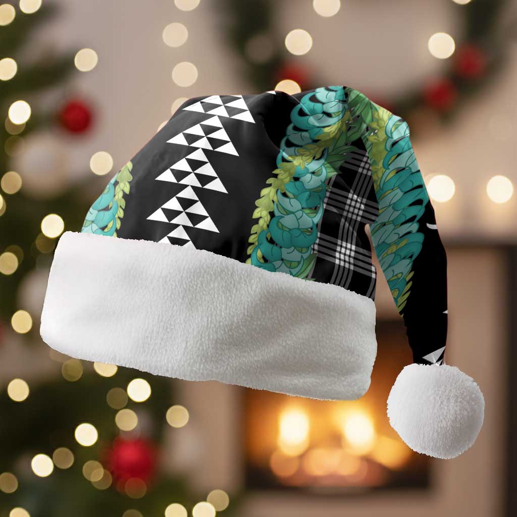 Black Palaka Hawaii Iwa Bird Christmas Santa Hat Hawaiian Kakau Jade Vine Lei LT14 Without Fur Black - Polynesian Pride