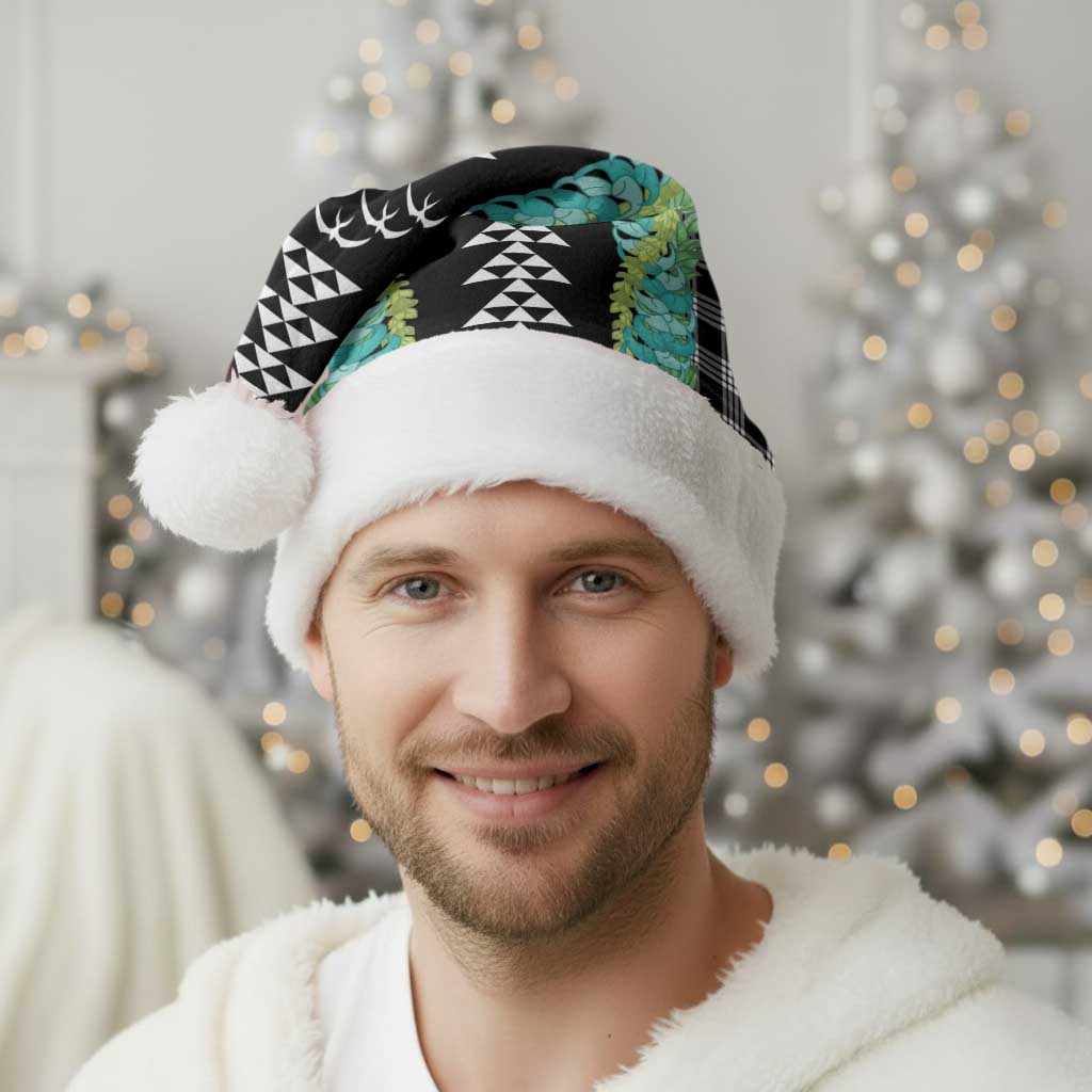 Black Palaka Hawaii Iwa Bird Christmas Santa Hat Hawaiian Kakau Jade Vine Lei LT14 - Polynesian Pride